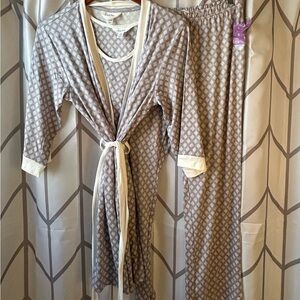Nicole Miller Gray and Cream Pajama Set